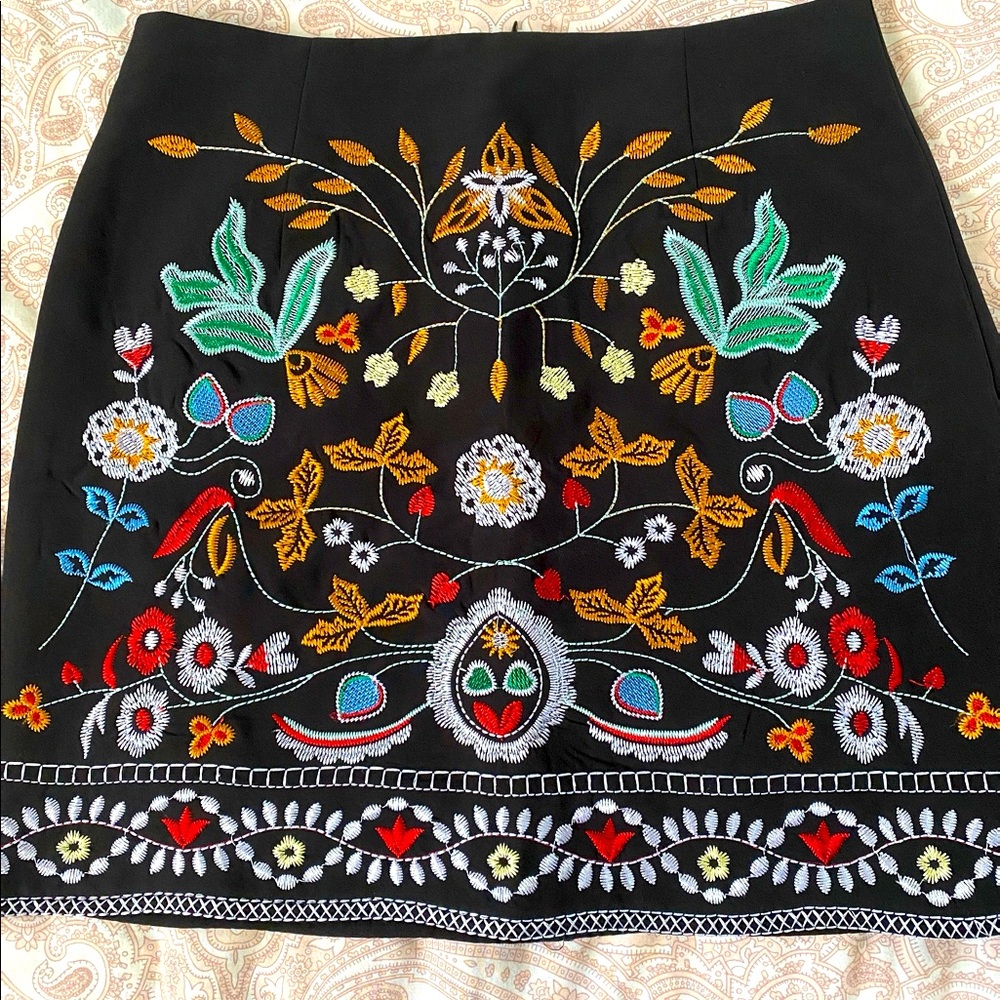 Black embroidered skirt
